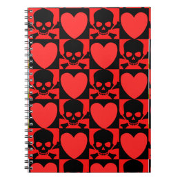 Caderno Espiral Designs with Skulls and Hearts Back to School