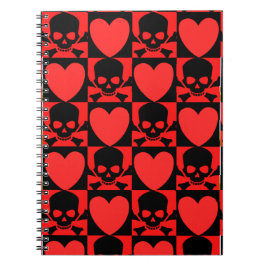 Caderno Espiral Designs with Skulls and Hearts Back to School