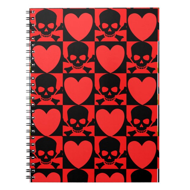 Caderno Espiral Designs with Skulls and Hearts Back to School (Frente)