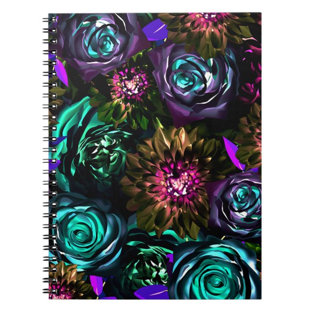 Caderno Espiral Deslumbrante Floral Floral Negrito Glamour (Frente)