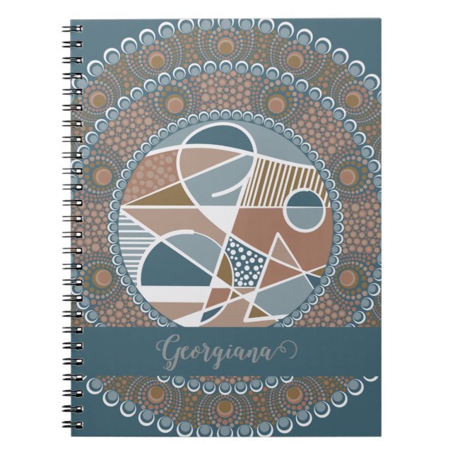Caderno Espiral Destaque de Teal e Abstrato de Dourado Personaliza (Frente)