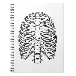 Caderno Espiral Detailed Rib Cage Anatomy Line Art