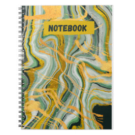 Caderno Espiral detalhes em verde e dourado