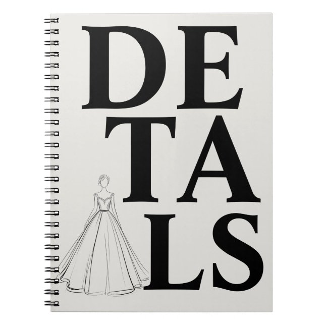 Caderno Espiral "DETALHES" Tipografia | Casamento Moderno e Confia (Frente)