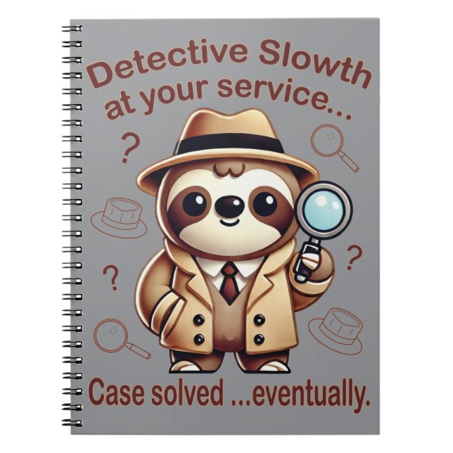 Caderno Espiral "Detetive Sloth" Sloth Private Eye (Frente)