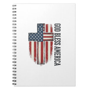 Caderno Espiral Deus Abençoe a América Design de Cruz Patriótica V
