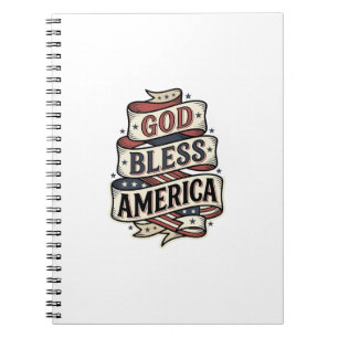 Caderno Espiral Deus Abençoe o América Design Vector Patriótico Vi
