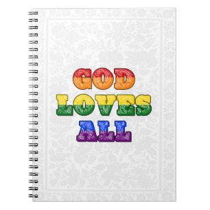 Caderno Espiral "Deus Ama a Todos" Orgulho Gay/LGBTQIA+/Queer Cris