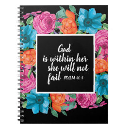 Caderno Espiral Deus cristão está dentro de sua cor floral preta c