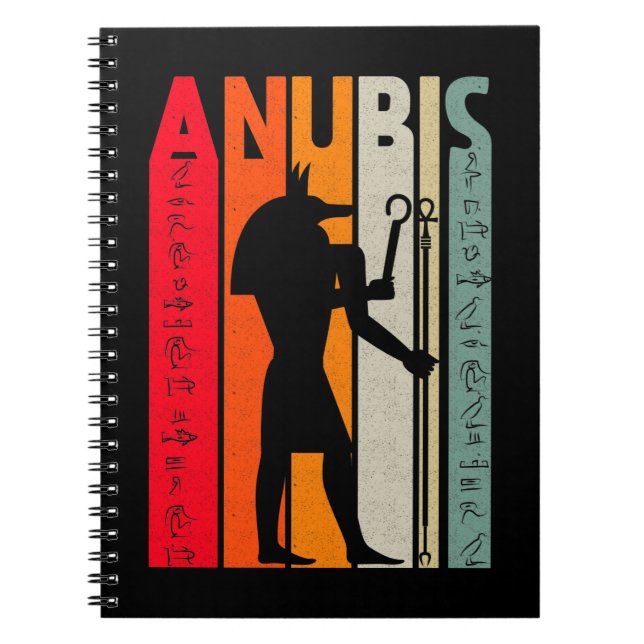 Caderno Espiral Deus Egípcio Anubis Retrai Hieroglifos Egípcios (Frente)