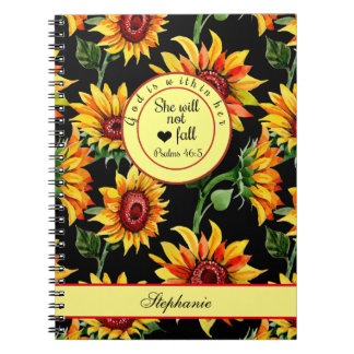 Caderno Espiral Deus Está Dentro Dela Ela Não Cairá Girassol