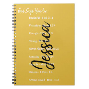 Caderno Espiral Deus personalizado diz que você é, escrituras