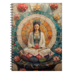 Caderno Espiral Deusa Budista Quan Yin Retrait Pintura