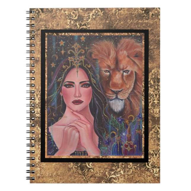 Caderno Espiral Deusa Circular Tela Esticada Imprimida por Renee (Frente)