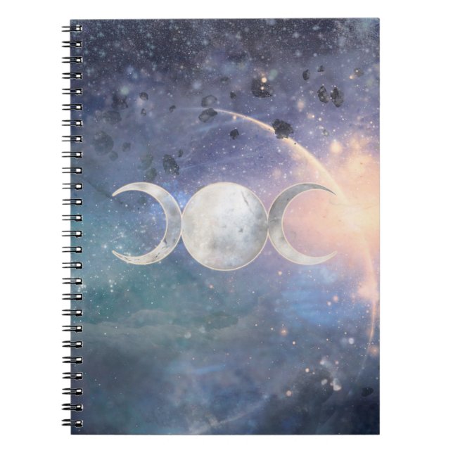 Caderno Espiral Deusa da Lua Tripla do Universo Celestial (Frente)