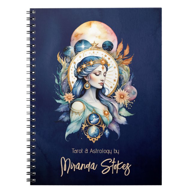 Caderno Espiral Deusa Estelar Celestial Inanna Mística Noite Céu (Frente)