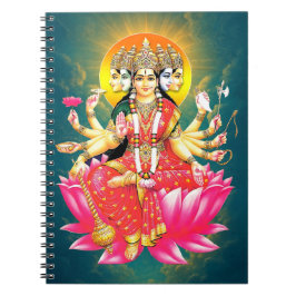 Caderno Espiral Deusa Gayatri Devi no Lotus Hindu Deity