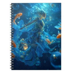 Caderno Espiral Deusa peixes do notebook profundo