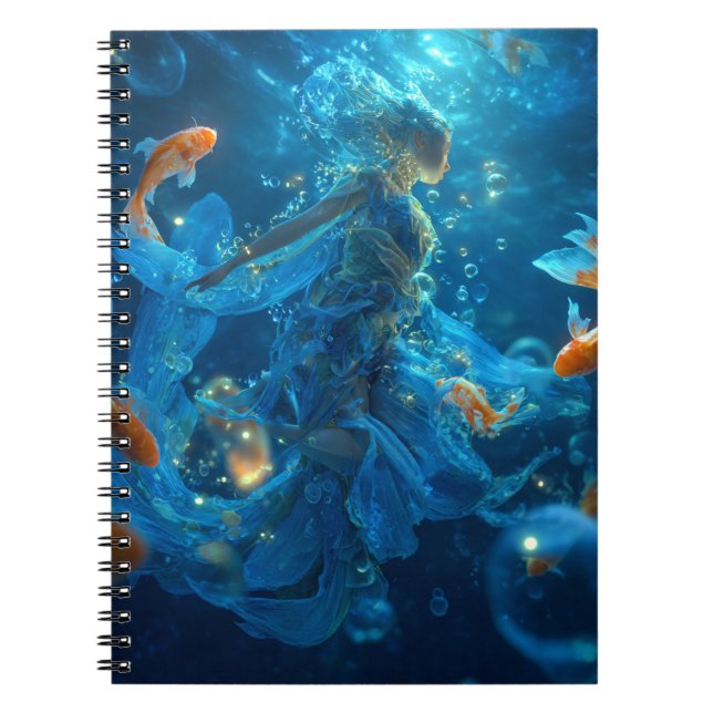 Caderno Espiral Deusa peixes do notebook profundo (Frente)
