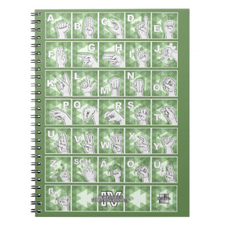 Caderno Espiral Deutsches Fingeralphabet 4 - grün /