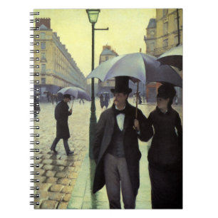 Caderno Espiral Dia chuvoso da rua de Paris por Gustave
