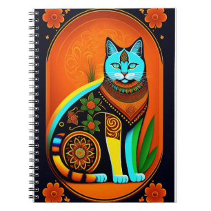 Caderno Espiral Dia Colorido da Arte de Gato Morto