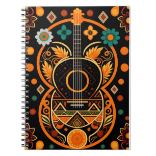 Caderno Espiral Dia Colorido da Arte de Violão Morta