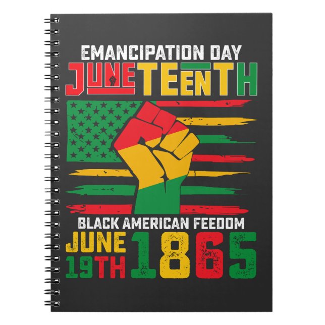 Caderno Espiral Dia da Emancipação Juneteenth Liberdade Negra Amer (Frente)