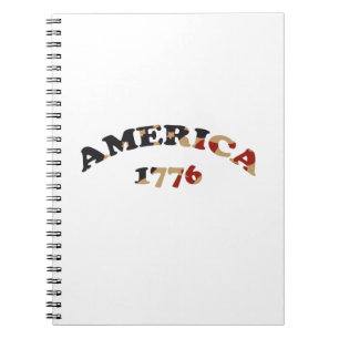 Caderno Espiral Dia da independência da América 1776 e camiseta 
