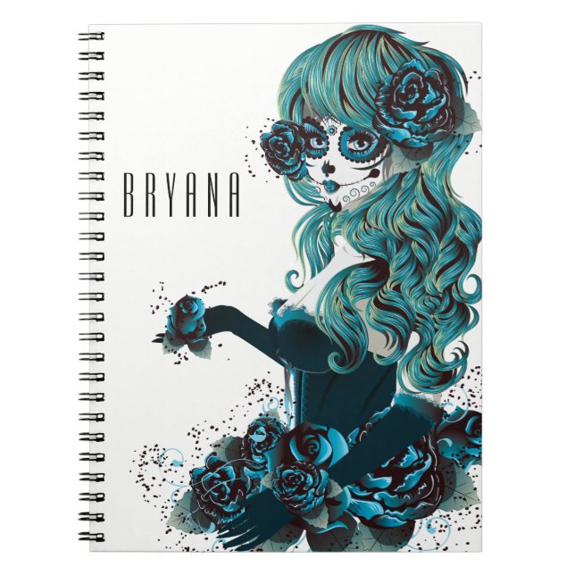 Caderno Espiral Dia da Morta do Crânio de Açúcar Mexicano (Frente)