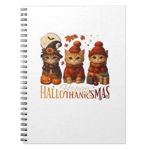 Caderno Espiral Dia das Bruxas Ação de Graças Natal Feliz HalloObr