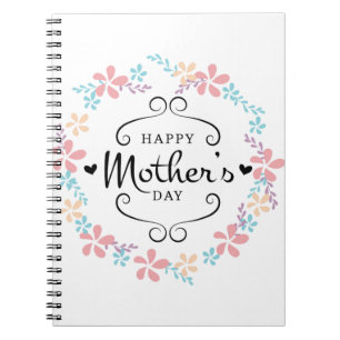 Caderno Espiral Dia das mães feliz, presente do dia das mães