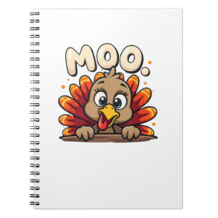 Caderno Espiral Dia de Ação de Graças Turquia Moo Engraçado Ação d