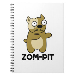 Caderno Espiral Dia de as Bruxas engraçado Zombie Pit Bull Pun