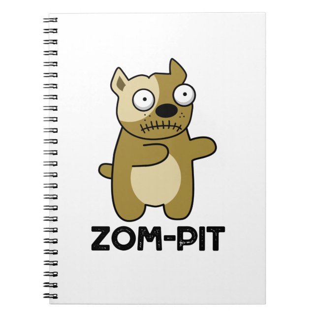 Caderno Espiral Dia de as Bruxas engraçado Zombie Pit Bull Pun (Frente)