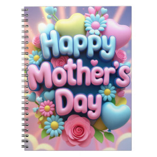 Caderno Espiral dia de as mães feliz