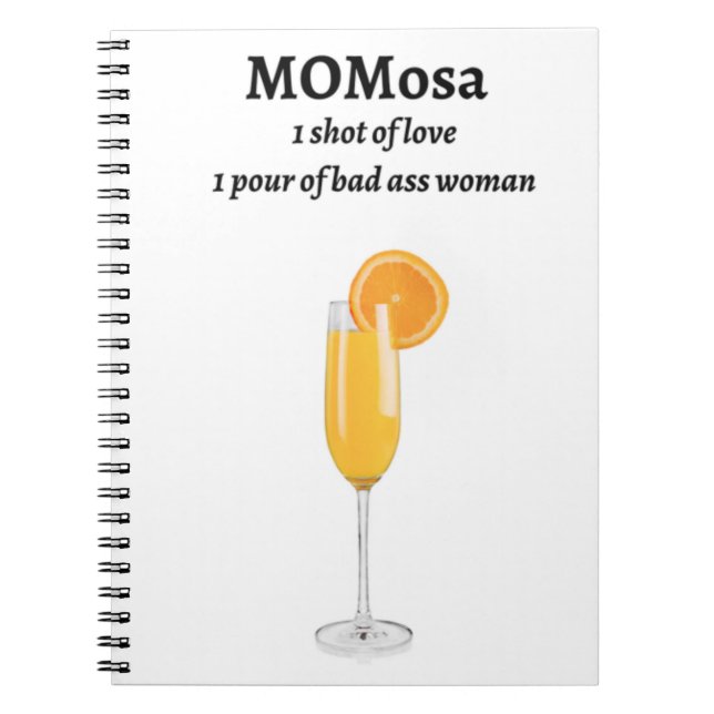 Caderno Espiral Dia de as mães Momosa, Trocadilhos Bebidas, Presen (Frente)