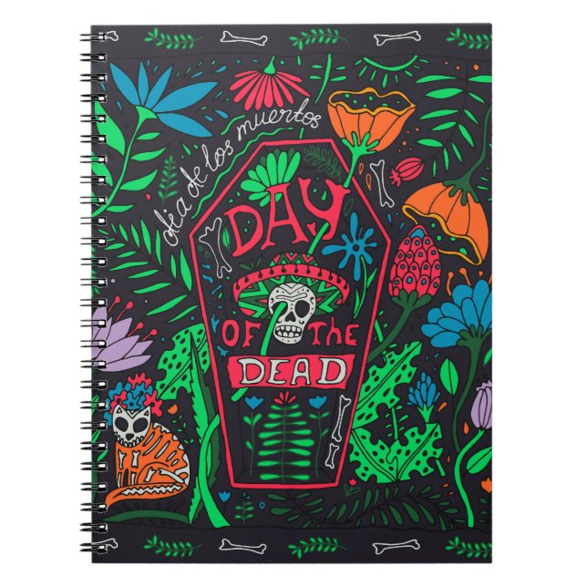 Caderno Espiral Dia de los Muertos: Conjunto de Cartão Festivo (Frente)