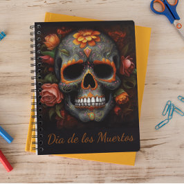 Caderno Espiral Dia de los Muertos pintou crânio personalizável