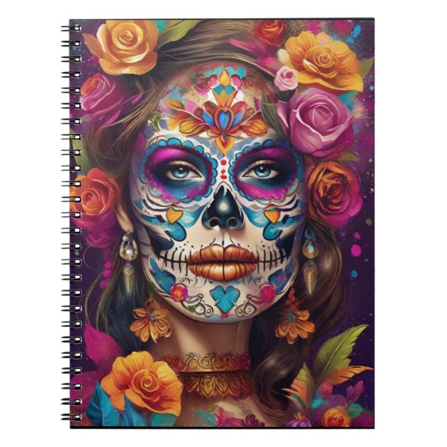 Caderno Espiral Dia de los Muertos Sugar Skull Beauty (Frente)