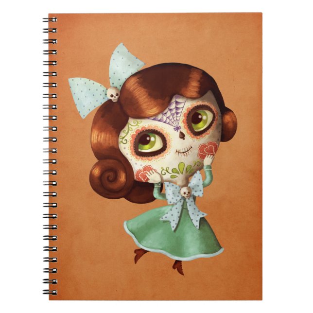 Caderno Espiral Dia de Los Muertos Vintage Doll (Frente)