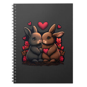 Caderno Espiral Dia de os namorados Bunny Bliss, Amor Corações e R