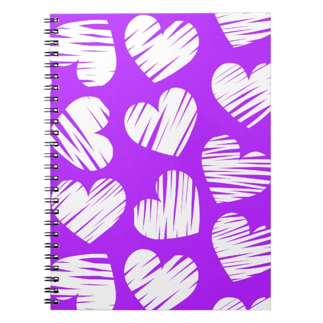 Caderno Espiral Dia de os namorados Cardíaco Branco Roxo Moderno (Frente)