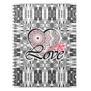 Caderno Espiral Dia de os namorados sem costura Amor decoração fun