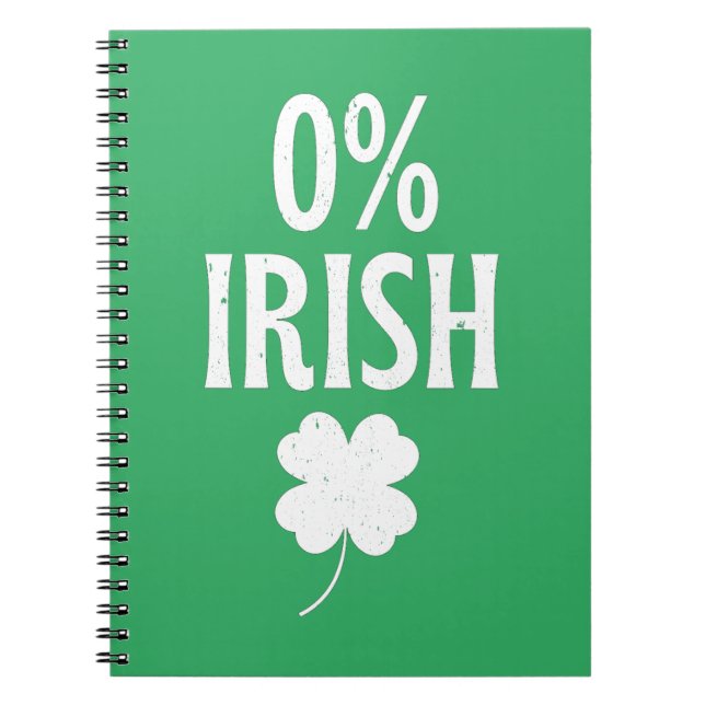 Caderno Espiral Dia de São Patrício 0% irlandês (Frente)