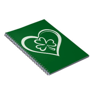 Caderno Espiral Dia de São Patrício Coração de Trevo Engraçado Irl