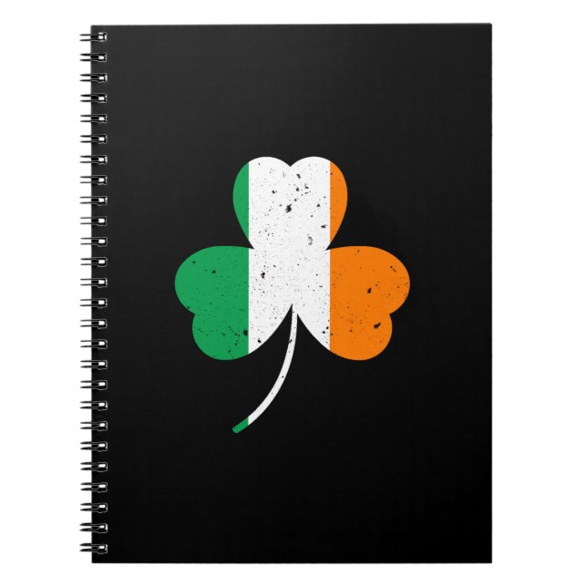 Caderno Espiral Dia de São Patrício de Shamrock irlandês (Frente)