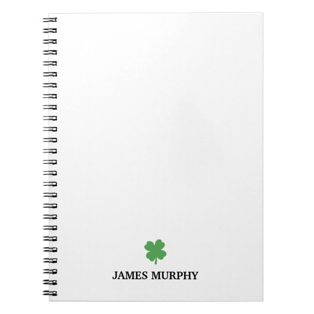 Caderno Espiral Dia de São Patrício de Shamrock Personalizado (Frente)