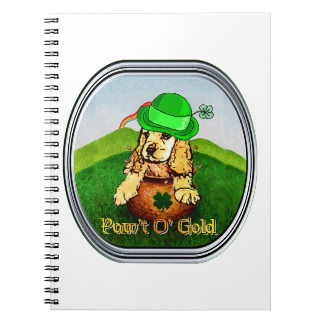 Caderno Espiral Dia de São Patrício do Cocker Spaniel (Frente)