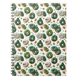 Caderno Espiral Dia de São Patrício Donut de Aquarela & Trevo